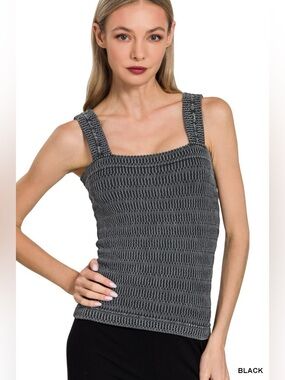 Zenana Seamless Winkle Stone Washed Tank Top🆕